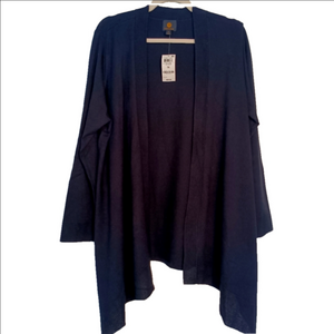 JM Collection Sweater Women's Size 1X Core Cardi Black Open Cardigan Long‎ NWT